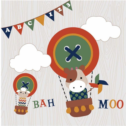 Toy Box Hot Air Balloon Black Modern Wood Framed Art Print by Robinson, Tamara