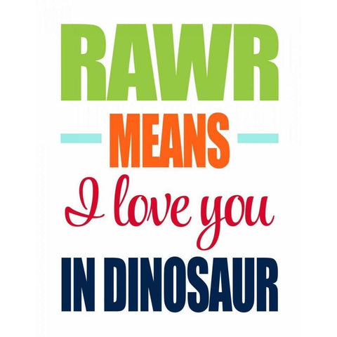 Rawr Means I Love You Black Modern Wood Framed Art Print with Double Matting by Robinson, Tamara