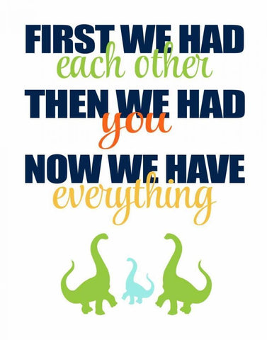 Dinosaur Family White Modern Wood Framed Art Print with Double Matting by Robinson, Tamara