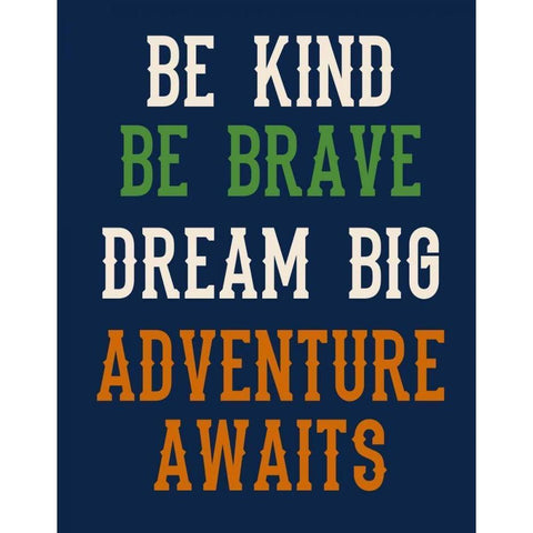 Be Brave on Navy Black Modern Wood Framed Art Print by Robinson, Tamara