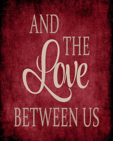 The Love Between Us - Red Black Ornate Wood Framed Art Print with Double Matting by Robinson, Tamara