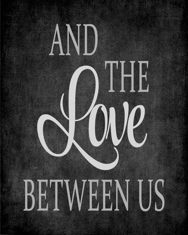 The Love Between Us - Grey Black Ornate Wood Framed Art Print with Double Matting by Robinson, Tamara