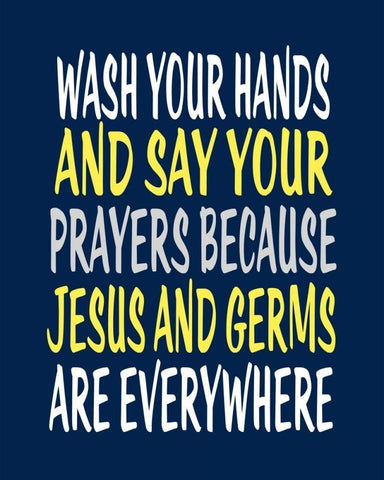 Wash Your Hands Jesus White Modern Wood Framed Art Print with Double Matting by Robinson, Tamara