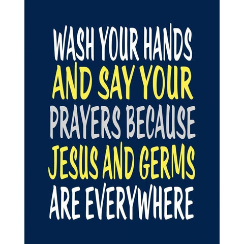 Wash Your Hands Jesus Black Modern Wood Framed Art Print by Robinson, Tamara