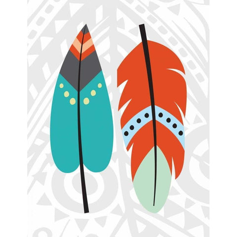 Tribal Feather Black Modern Wood Framed Art Print with Double Matting by Robinson, Tamara