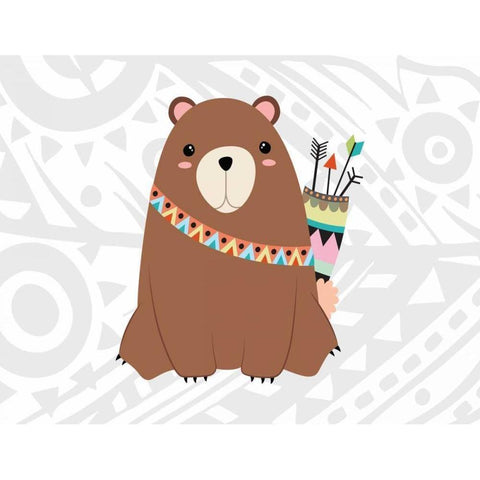 Tribal Bear Black Modern Wood Framed Art Print by Robinson, Tamara