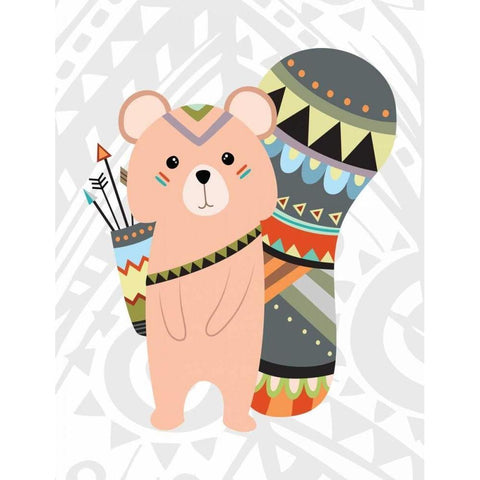 Tribal Squirrel Black Modern Wood Framed Art Print with Double Matting by Robinson, Tamara