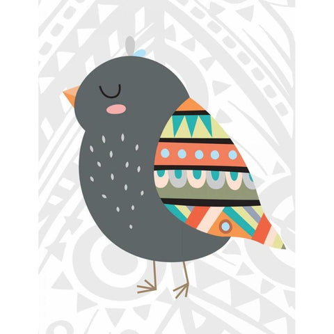 Tribal Bird Black Modern Wood Framed Art Print with Double Matting by Robinson, Tamara