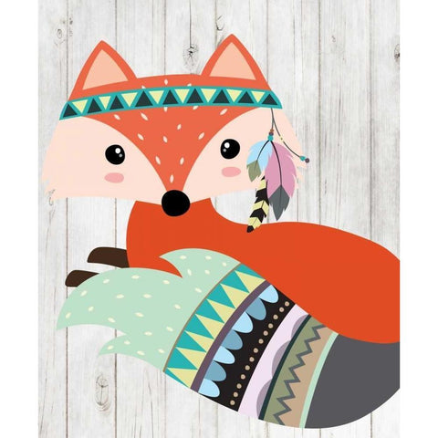 Tribal Fox White Modern Wood Framed Art Print by Robinson, Tamara