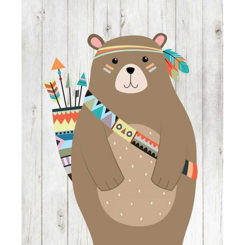 Tribal Bear White Modern Wood Framed Art Print by Robinson, Tamara