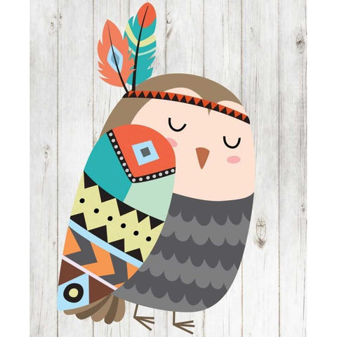 Tribal Owl White Modern Wood Framed Art Print by Robinson, Tamara