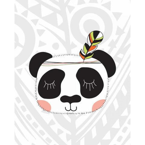 Tribal Panda Gold Ornate Wood Framed Art Print with Double Matting by Robinson, Tamara