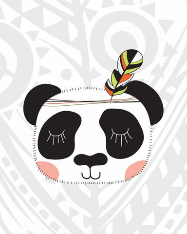 Tribal Panda Black Ornate Wood Framed Art Print with Double Matting by Robinson, Tamara