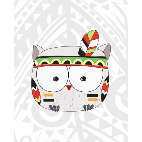 Tribal Owl White Modern Wood Framed Art Print by Robinson, Tamara