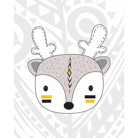 Tribal Deer White Modern Wood Framed Art Print by Robinson, Tamara