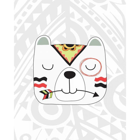 Tribal Bear White Modern Wood Framed Art Print by Robinson, Tamara