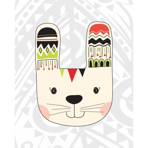 Tribal Bunnies Black Modern Wood Framed Art Print by Robinson, Tamara