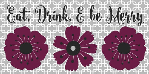 Eat, Drink, Be Merry Black Ornate Wood Framed Art Print with Double Matting by Robinson, Tamara