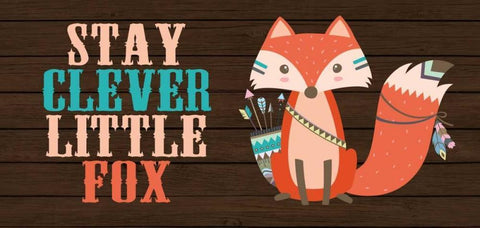 Stay Clever Little Fox White Modern Wood Framed Art Print with Double Matting by Robinson, Tamara