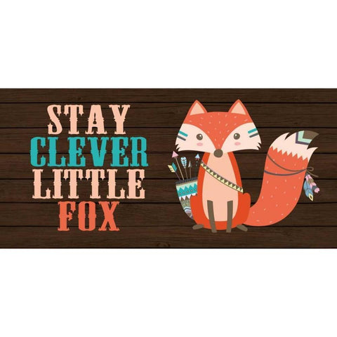 Stay Clever Little Fox Black Modern Wood Framed Art Print by Robinson, Tamara