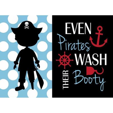 Pirate Bathroom White Modern Wood Framed Art Print by Robinson, Tamara