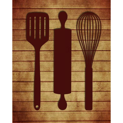 Kitchen Utensils White Modern Wood Framed Art Print by Robinson, Tamara