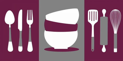 Kitchen Utensils III White Modern Wood Framed Art Print with Double Matting by Robinson, Tamara