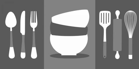 Kitchen Utensils IV White Modern Wood Framed Art Print with Double Matting by Robinson, Tamara