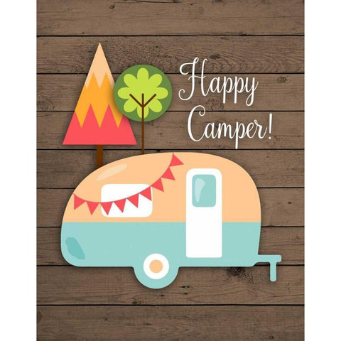 Happy Camper White Modern Wood Framed Art Print by Robinson, Tamara