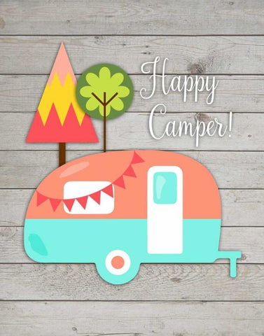 Happy Camper II Black Ornate Wood Framed Art Print with Double Matting by Robinson, Tamara