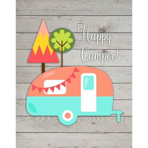 Happy Camper II White Modern Wood Framed Art Print by Robinson, Tamara