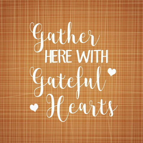 Gather Here with Grateful Hearts White Modern Wood Framed Art Print with Double Matting by Robinson, Tamara