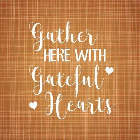 Gather Here with Grateful Hearts Black Modern Wood Framed Art Print with Double Matting by Robinson, Tamara