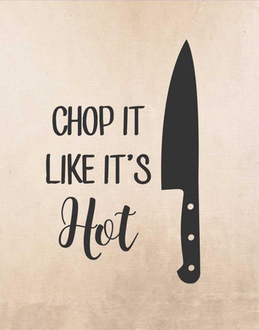 Chop It Like Its Hot White Modern Wood Framed Art Print with Double Matting by Robinson, Tamara