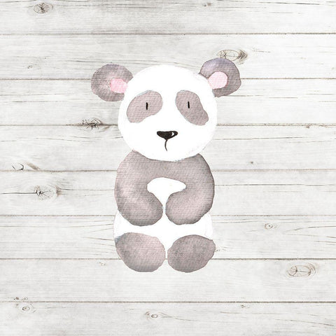 Watercolor Panda White Modern Wood Framed Art Print with Double Matting by Robinson, Tamara