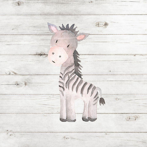 Watercolor Zebra Black Modern Wood Framed Art Print with Double Matting by Robinson, Tamara