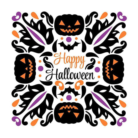 Happy Halloween Black Modern Wood Framed Art Print with Double Matting by Robinson, Tamara