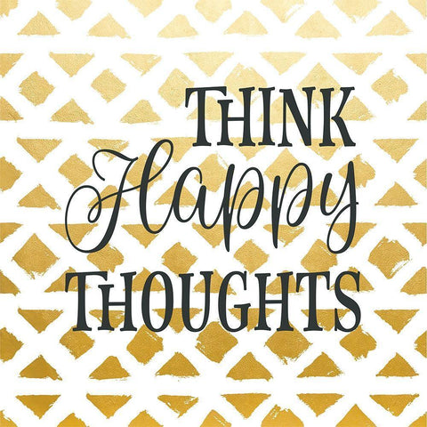 Think Happy Thoughts Black Modern Wood Framed Art Print with Double Matting by Robinson, Tamara