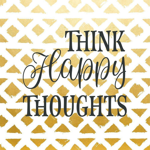Think Happy Thoughts Black Ornate Wood Framed Art Print with Double Matting by Robinson, Tamara