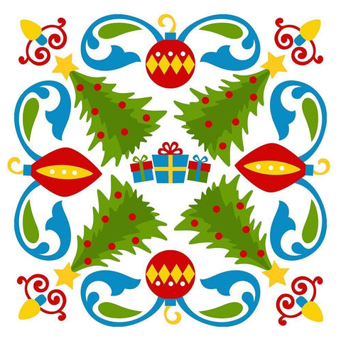 Christmas Trees White Modern Wood Framed Art Print with Double Matting by Robinson, Tamara