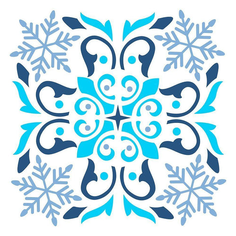 Snowflakes Black Ornate Wood Framed Art Print with Double Matting by Robinson, Tamara