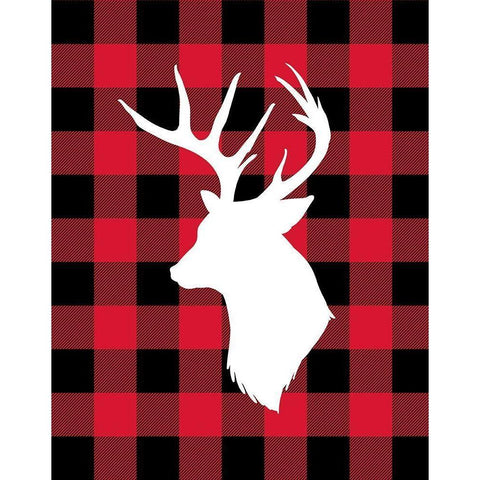 Deer Lumberjack Gold Ornate Wood Framed Art Print with Double Matting by Robinson, Tamara