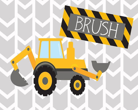 Construction Brush White Modern Wood Framed Art Print with Double Matting by Robinson, Tamara