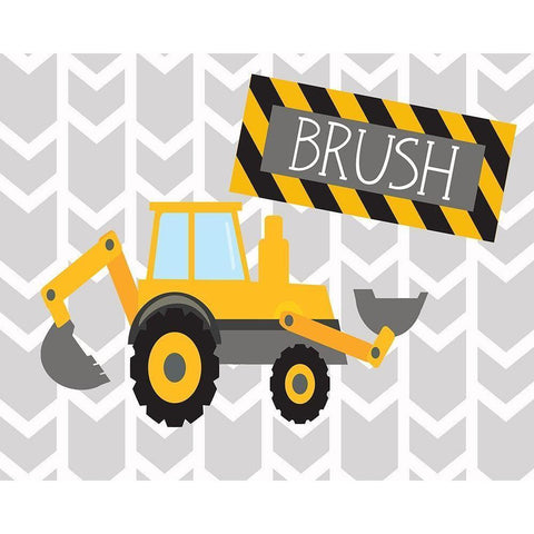 Construction Brush White Modern Wood Framed Art Print by Robinson, Tamara