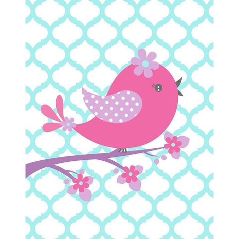 Bird Floral Branch I White Modern Wood Framed Art Print by Robinson, Tamara