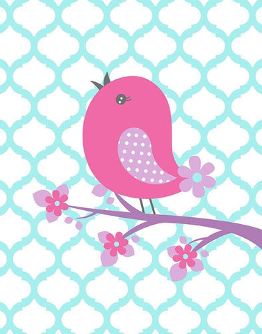 Bird Floral Branch II Black Ornate Wood Framed Art Print with Double Matting by Robinson, Tamara