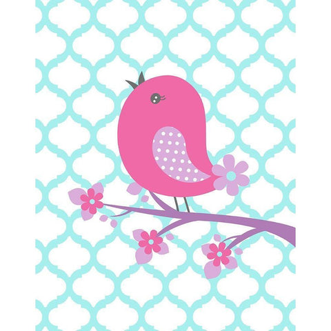 Bird Floral Branch II Black Modern Wood Framed Art Print by Robinson, Tamara