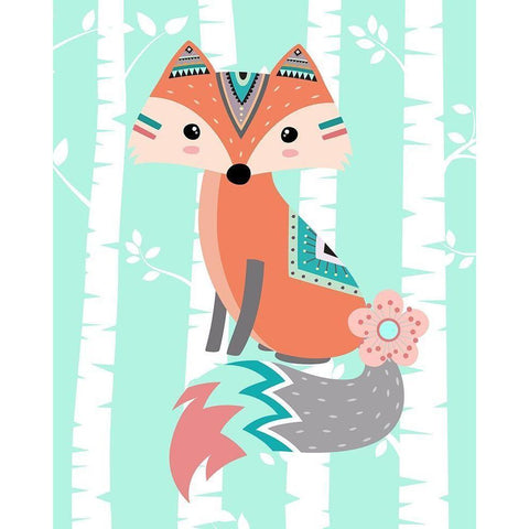 Tribal Fox Girl II Black Modern Wood Framed Art Print by Robinson, Tamara