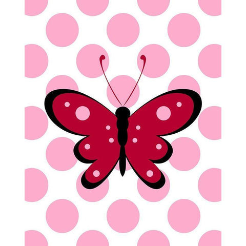 Butterfly Polka Dots White Modern Wood Framed Art Print by Robinson, Tamara