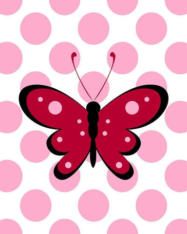 Butterfly Polka Dots White Modern Wood Framed Art Print with Double Matting by Robinson, Tamara